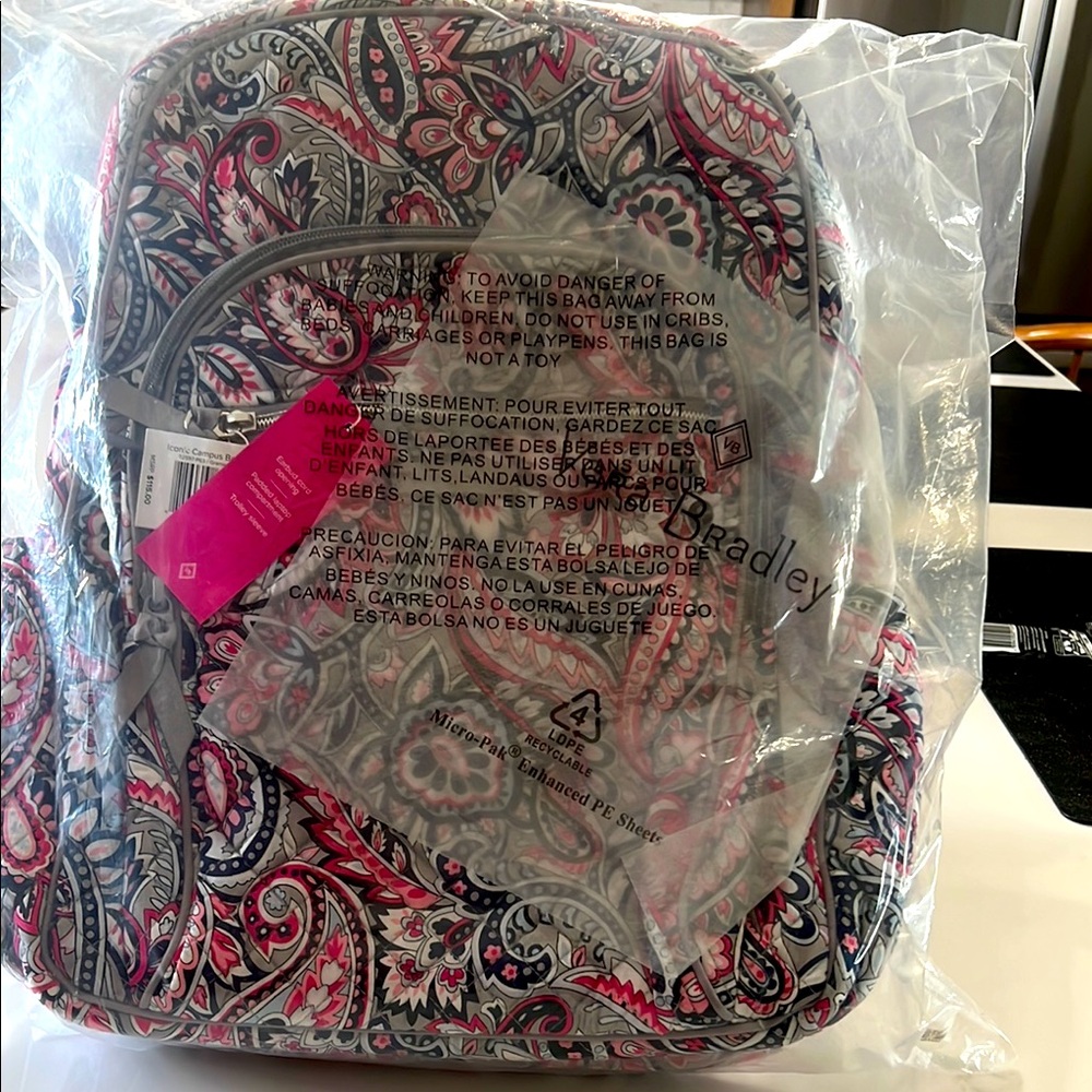 Vera Bradley Pink & Gray Backpack in Gramercy Paisley.
Iconic Campus Backpack